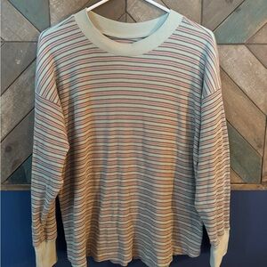 Womens Striped Crewneck Long-Sleeve Shirt - Pastel Stripe